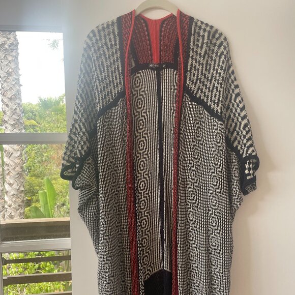 Nic + Zoe Open Front Cocoon‎ Cardigan Knit, Bohemian, Black, White, Red M/L - Picture 1 of 5